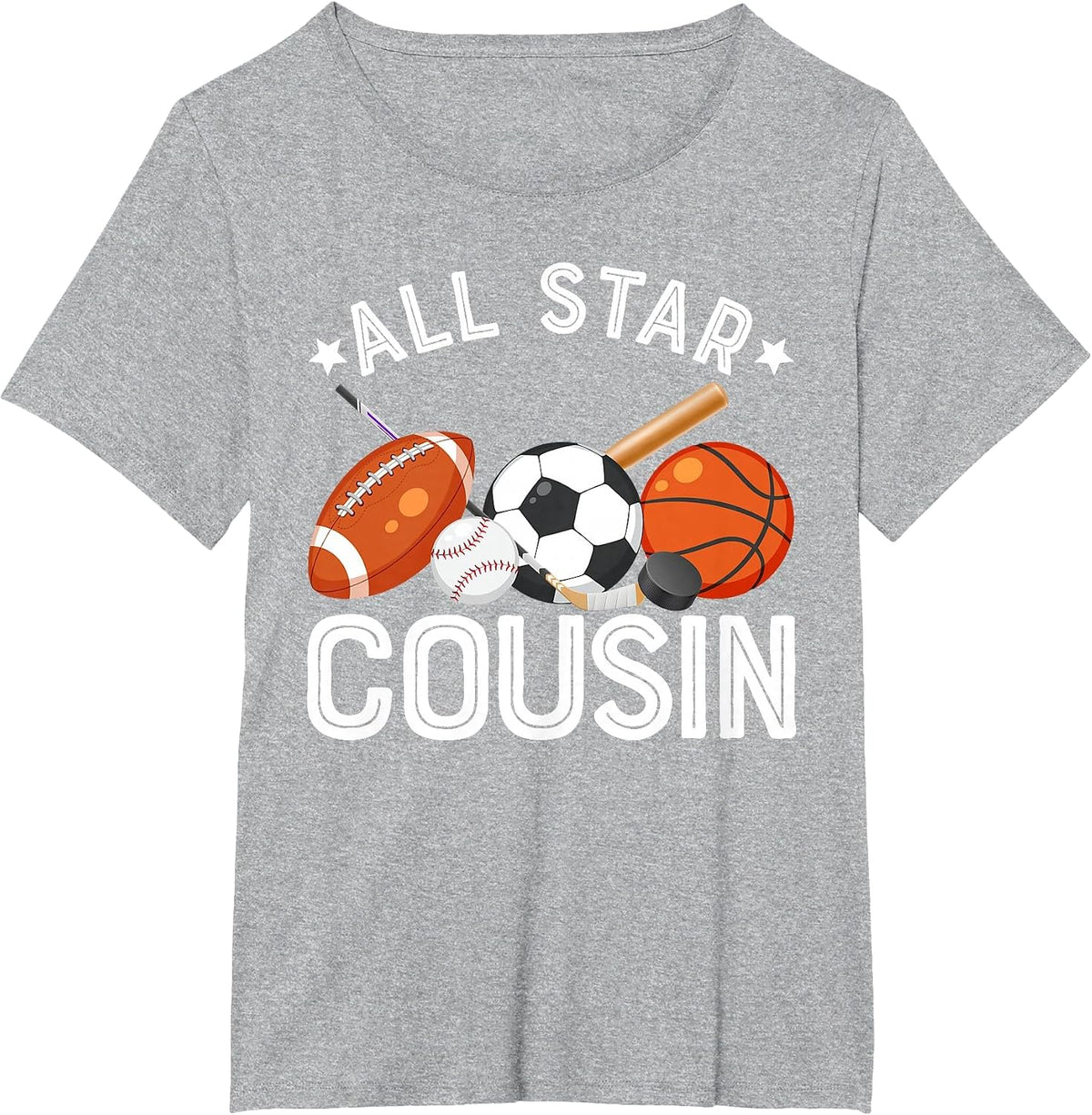 All Star Cousin of The Birthday Boy Basketball Soccer Sport T-Shirt - Heather Grey