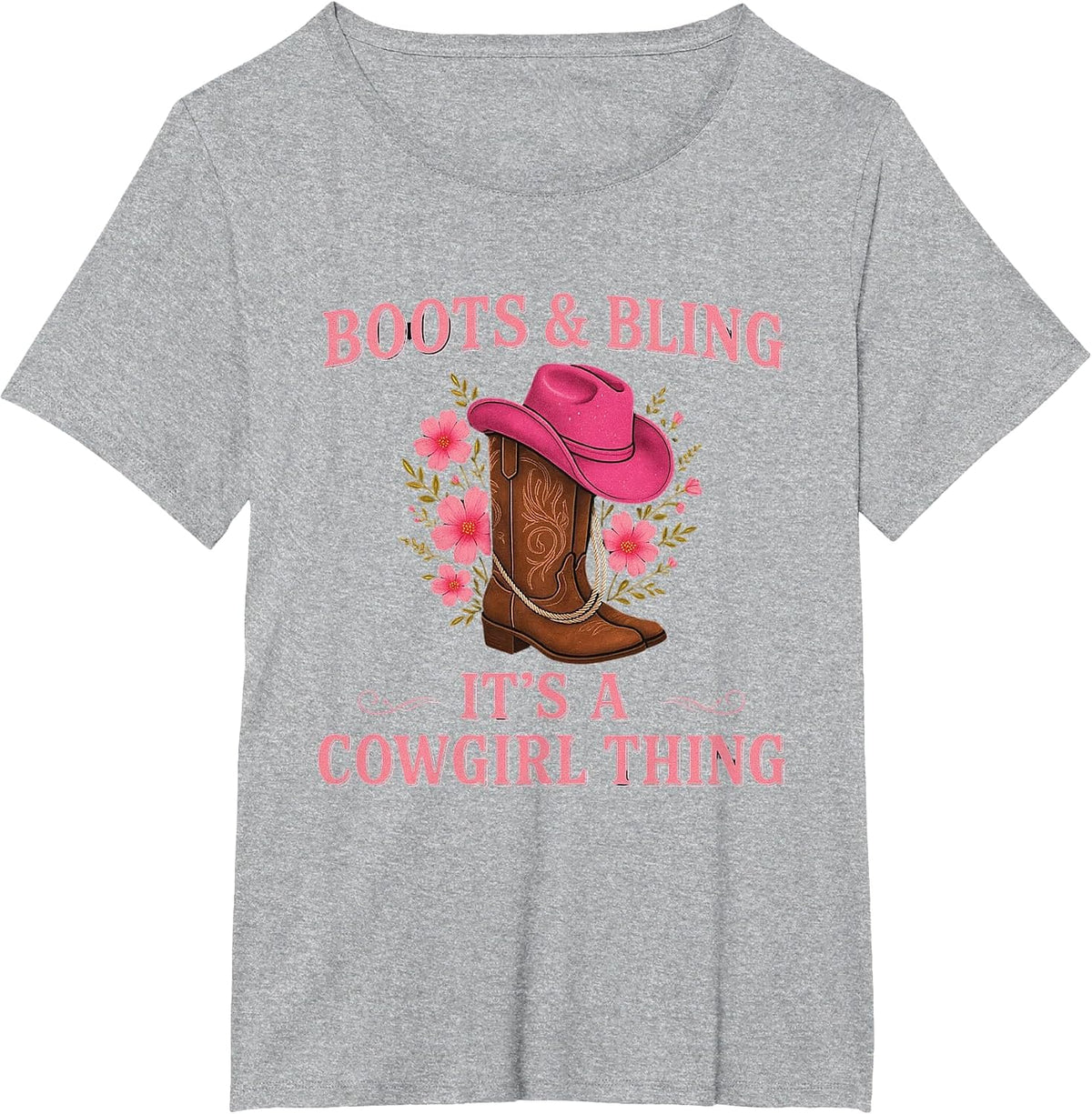 Boots and Bling It’s a Cowgirl Thing Western Rodeo Country T-Shirt - Heather Grey