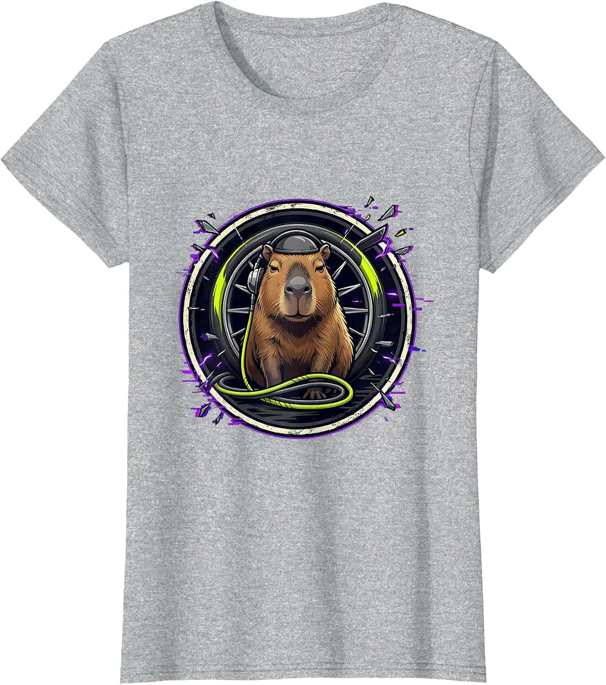 Women's Capybara Gamer Meme Humor Streetwear Gaming Kids T-Shirt - Heather Grey