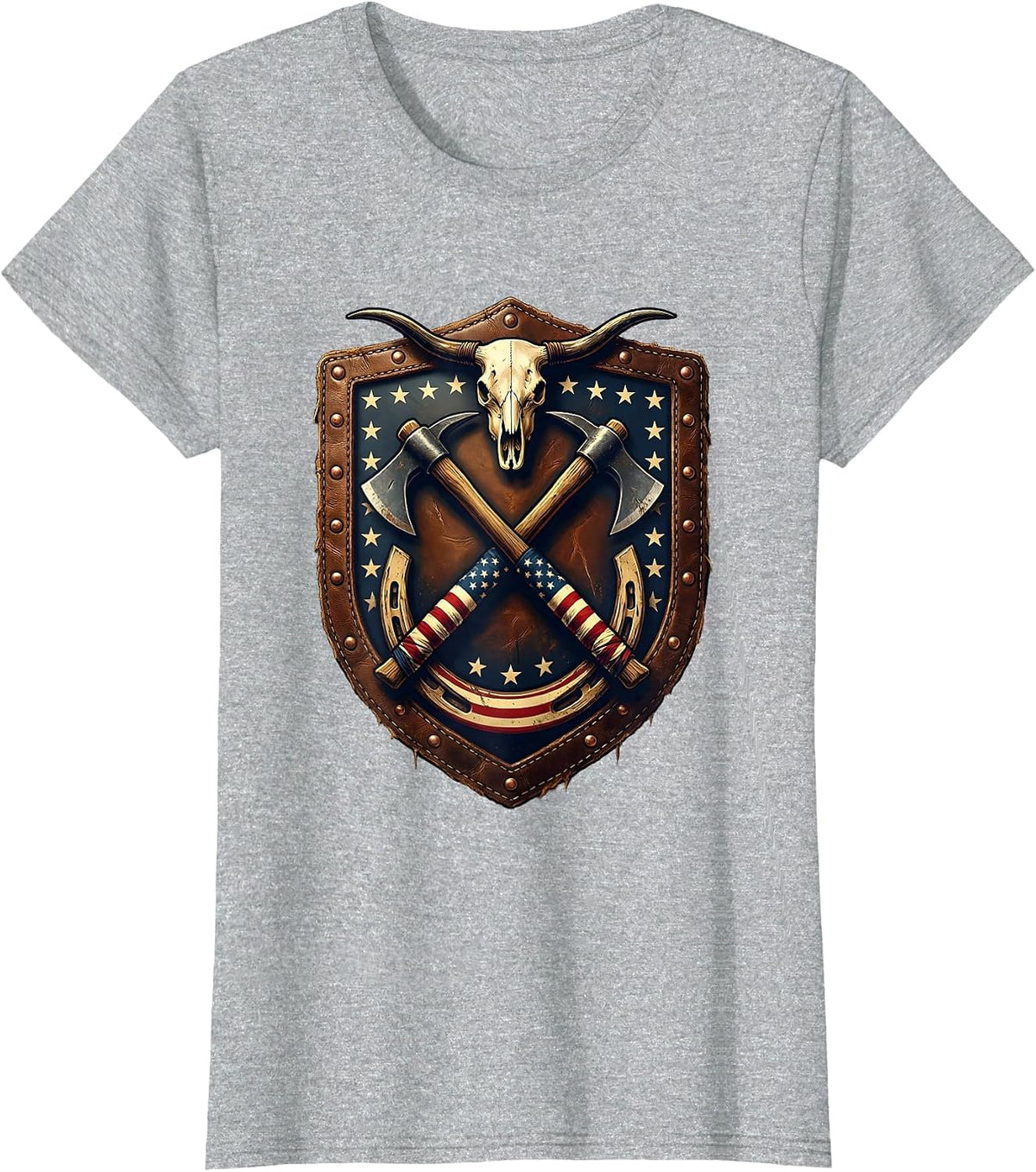 Labor Day Pickaxe and Shovel Shield Graphic T-Shirt - Heather Grey