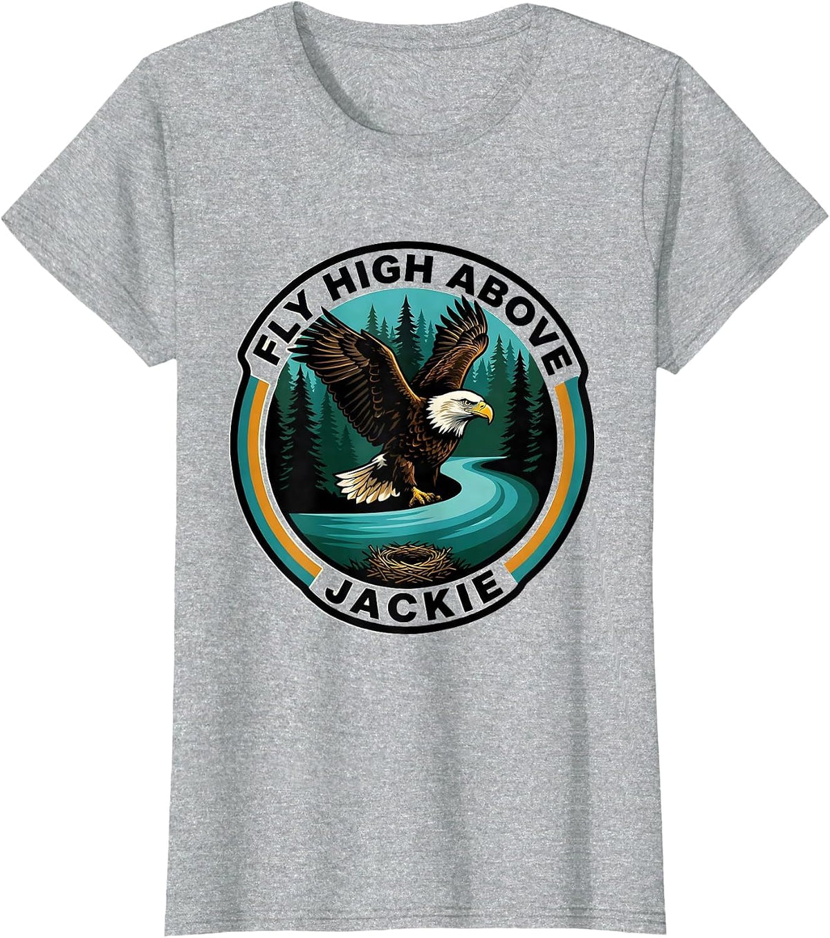 Women's Fly High Above, Jackie Vintage Eagle Memorial Nature Lover T-Shirt - Heather Grey