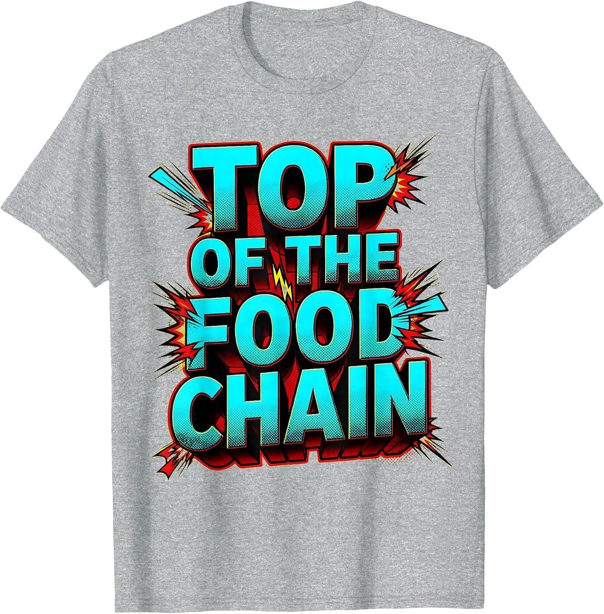 Men's Top of the Food Chain Shark Graphic Design T-Shirt - Heather Grey