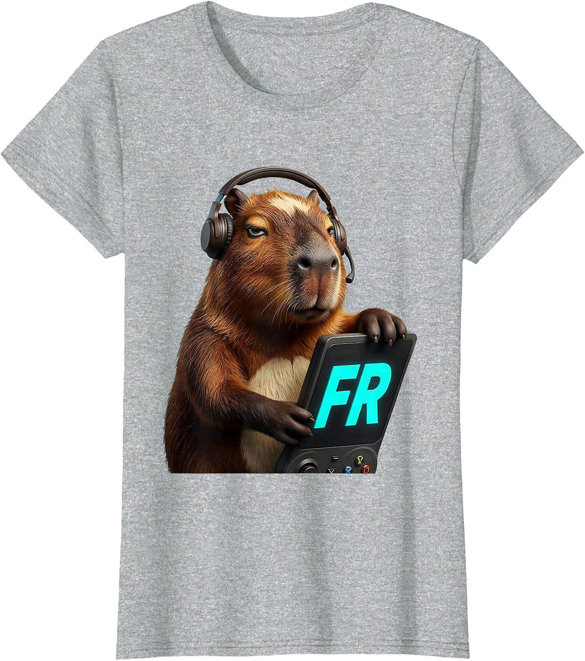 Fr Funny Capybara Gamer Meme Humor Video Games T-Shirt - Heather Grey
