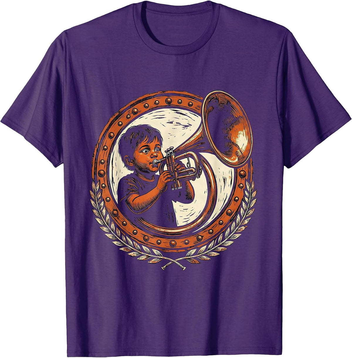 Funny Music Teacher Trumpet Kid Graphic T-Shirt - Purple