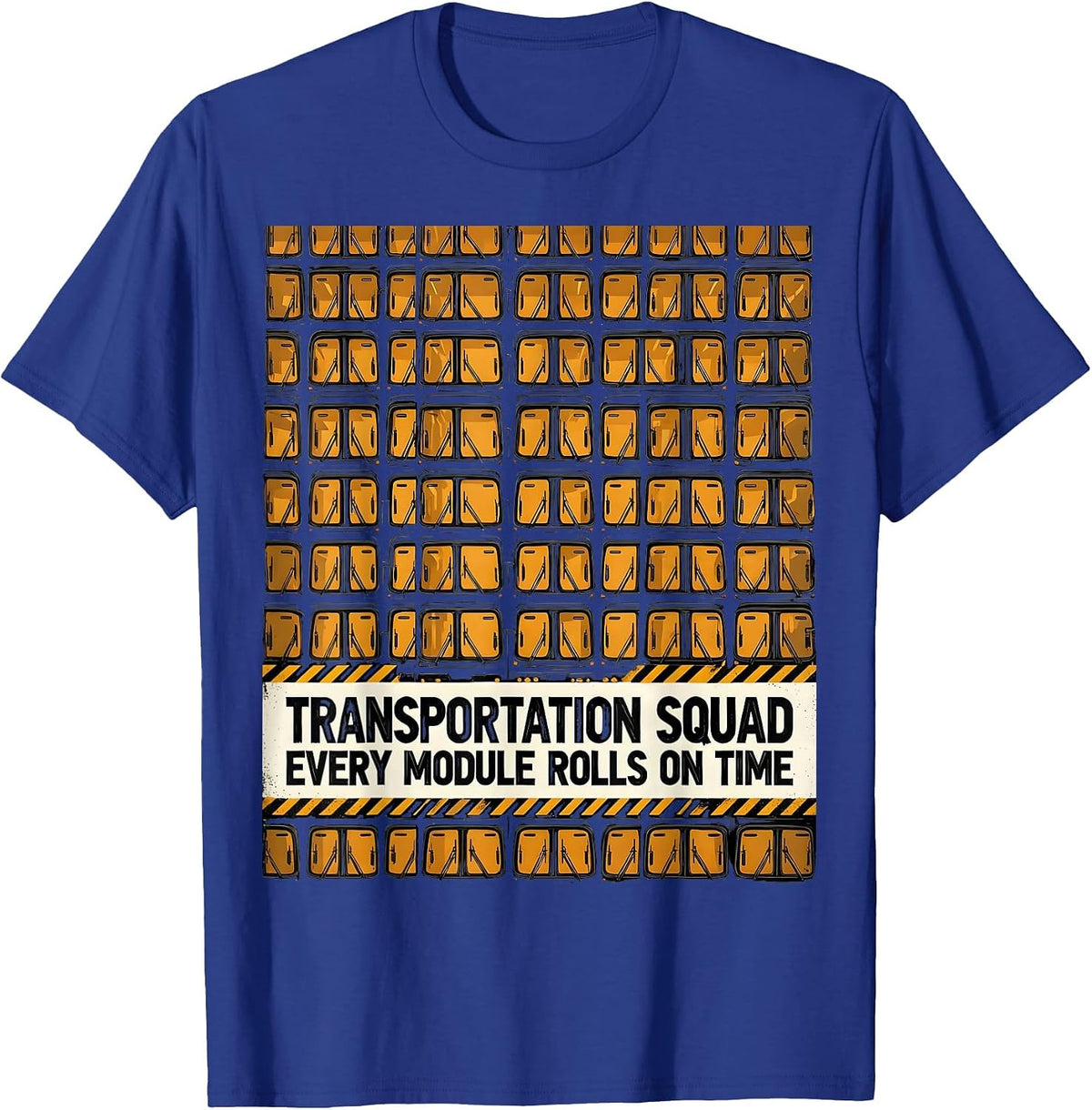 Transportation Squad, Every Module Rolls On Time School Bus T-Shirt - Royal Blue