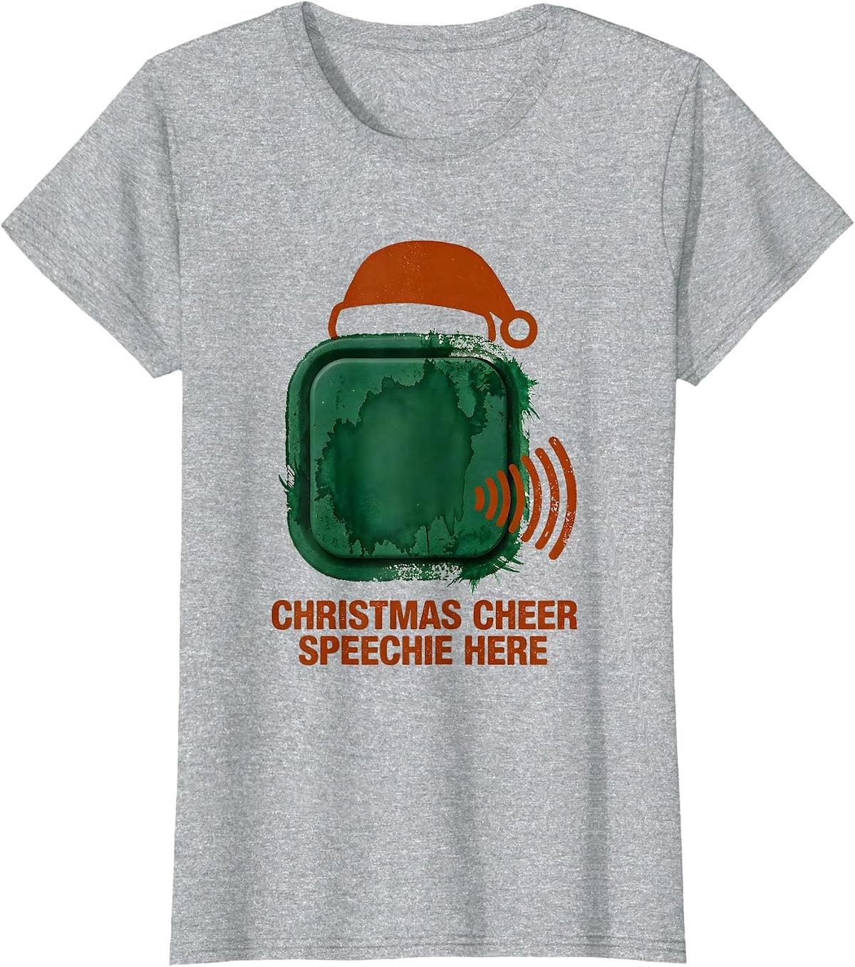 Women's Christmas Cheer Speechie Here Funny Speech Therapist SLP T-Shirt - Heather Grey
