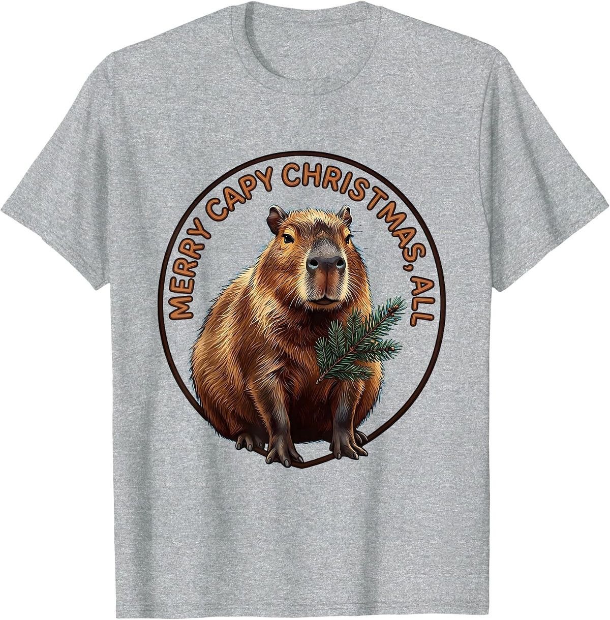 Men's Merry Capy Christmas All Funny Capybara Animal Lover Holiday T-Shirt - Heather Grey