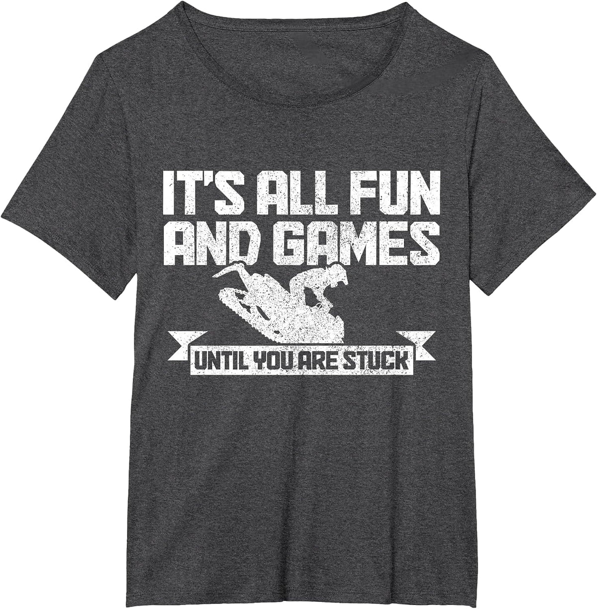 Snowmobile Funny Snowmobiling Motor Sled T-Shirt - Dark Heather Grey