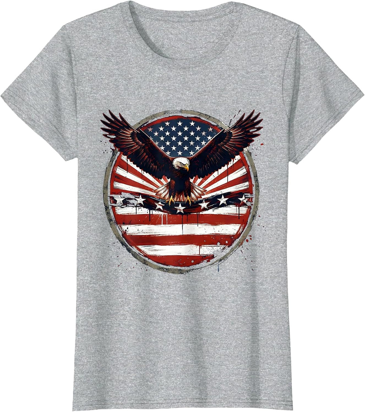 Eagle Carrying Star Banner Patriotic Graphic T-Shirt - Heather Grey