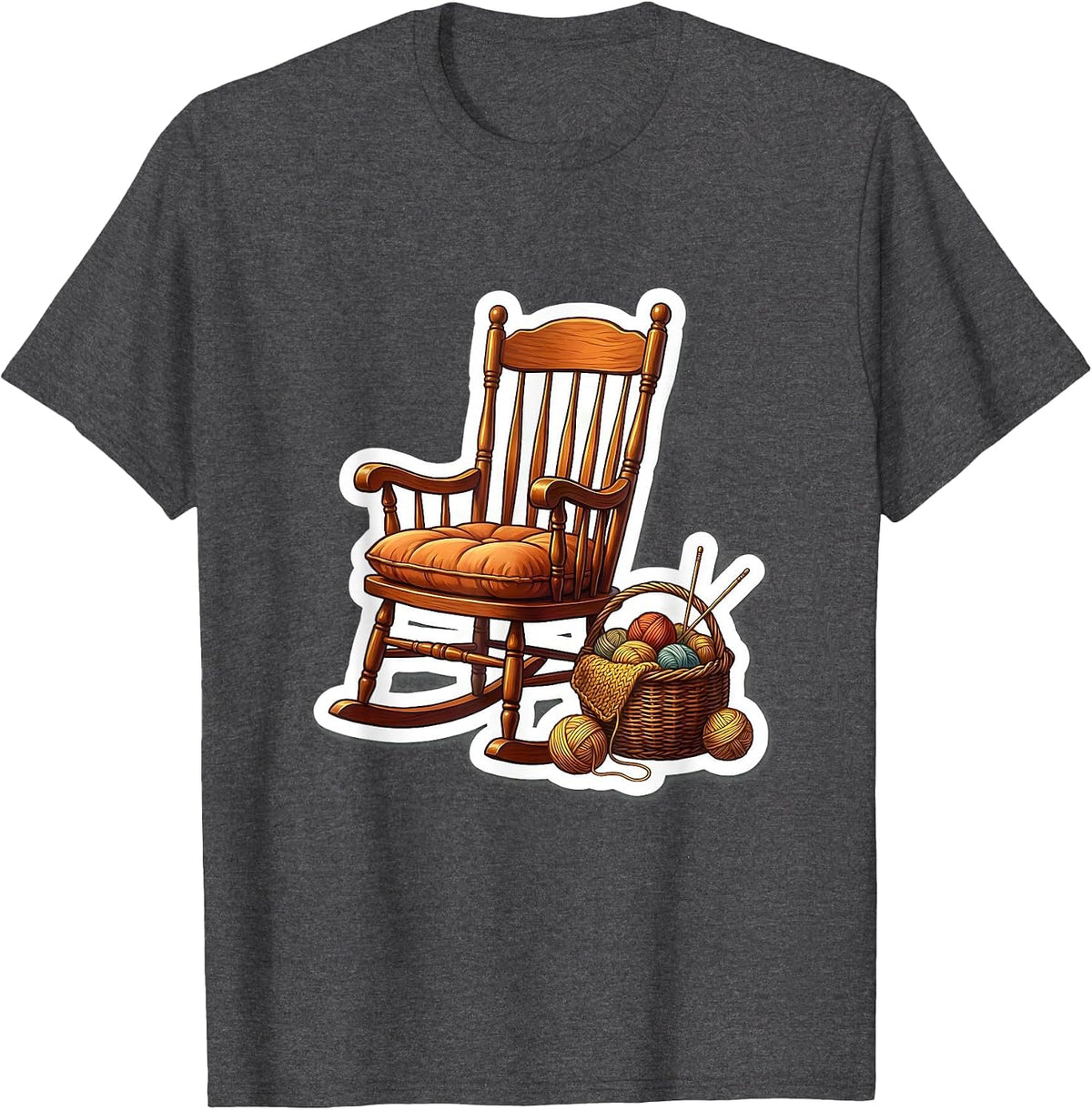 Cozy Rocking Chair Knitting Basket Mama Design T-Shirt - Dark Heather Grey