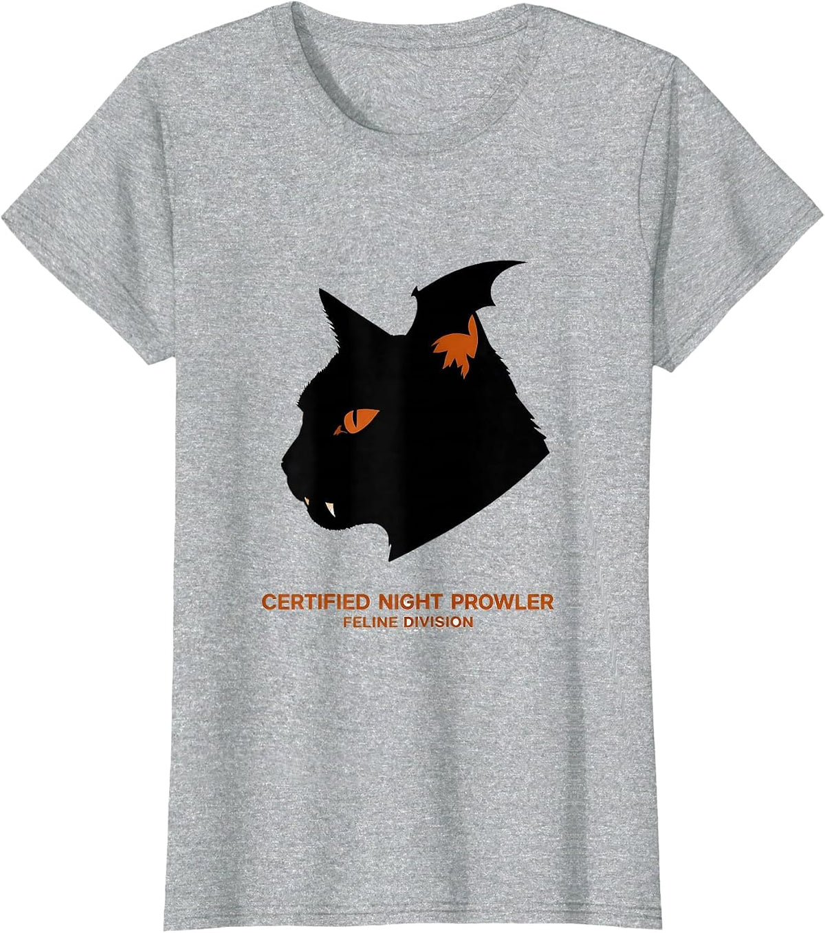 Women's Certified Night Prowler, Feline Division Funny T-Shirt - Heather Grey