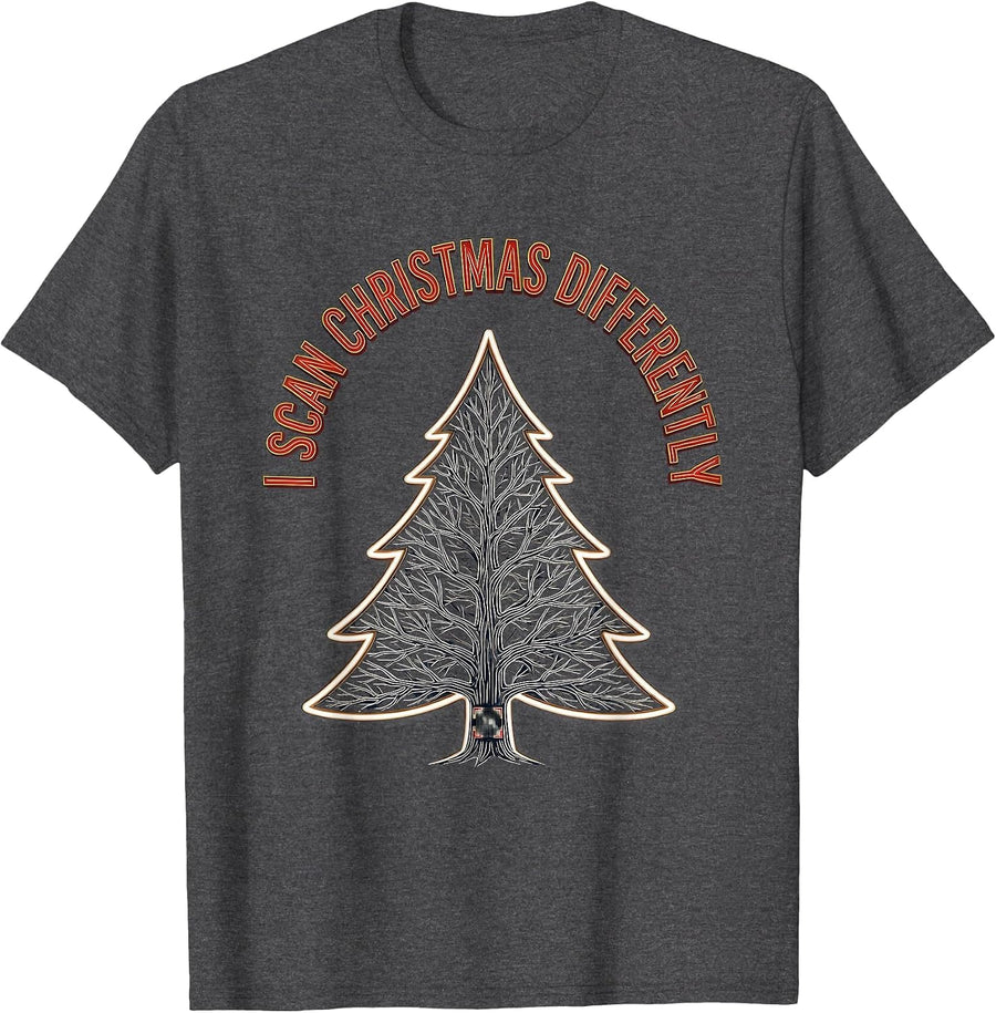 Men's I Scan Christmas Differently Funny Radiology Xray Tech Humor T-Shirt - Dark Heather Grey