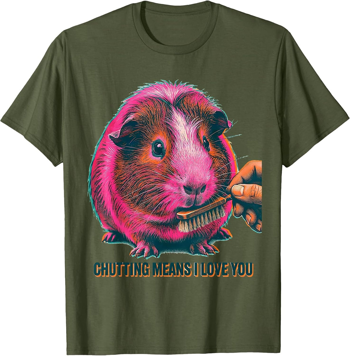Chutting Means I Love You Funny Guinea Pig Lover Gift T-Shirt - Olive Green