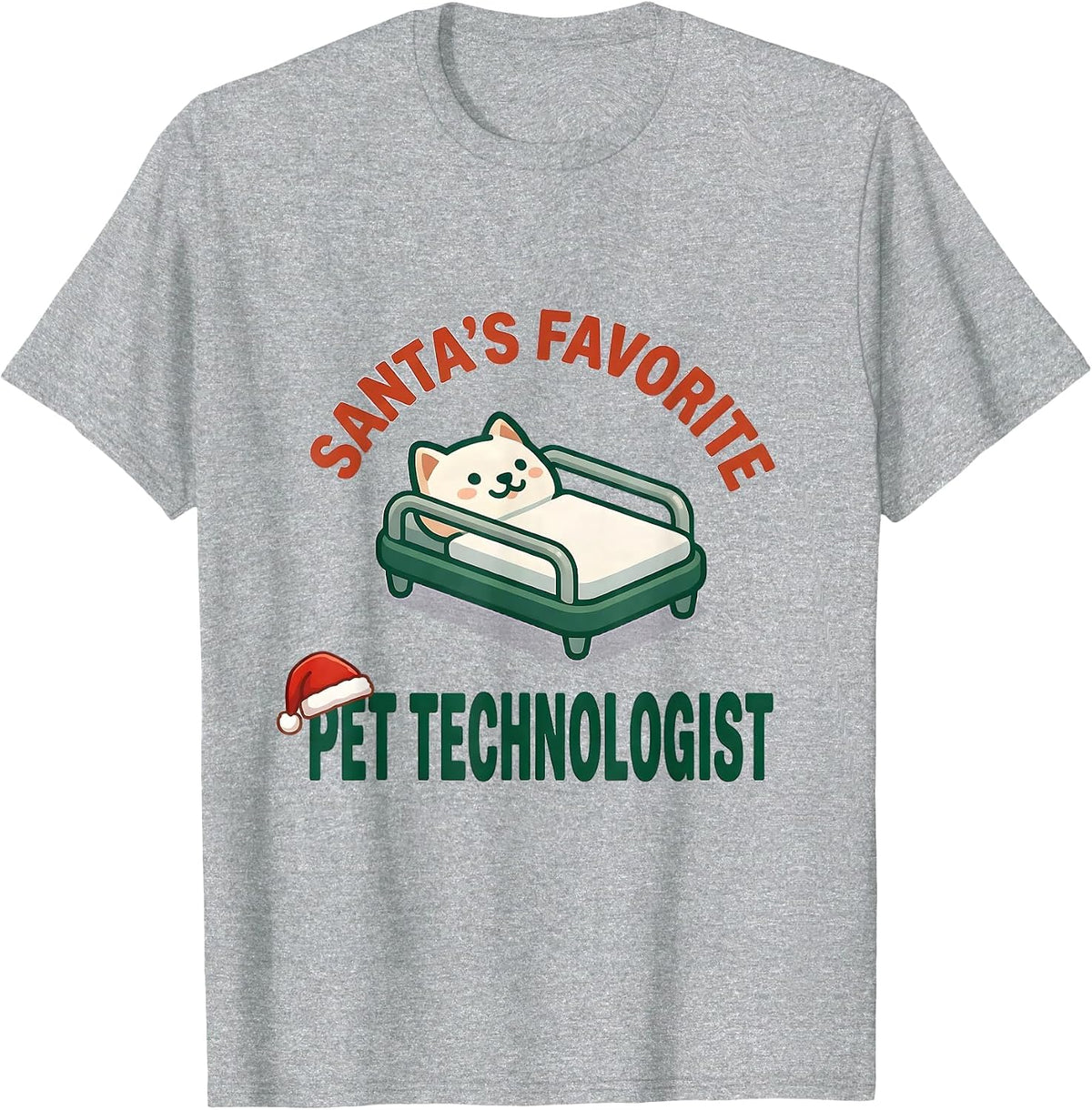 Men's Santa's Favorite PET Technologist Cute Kawaii Radiology Tech T-Shirt - Heather Grey