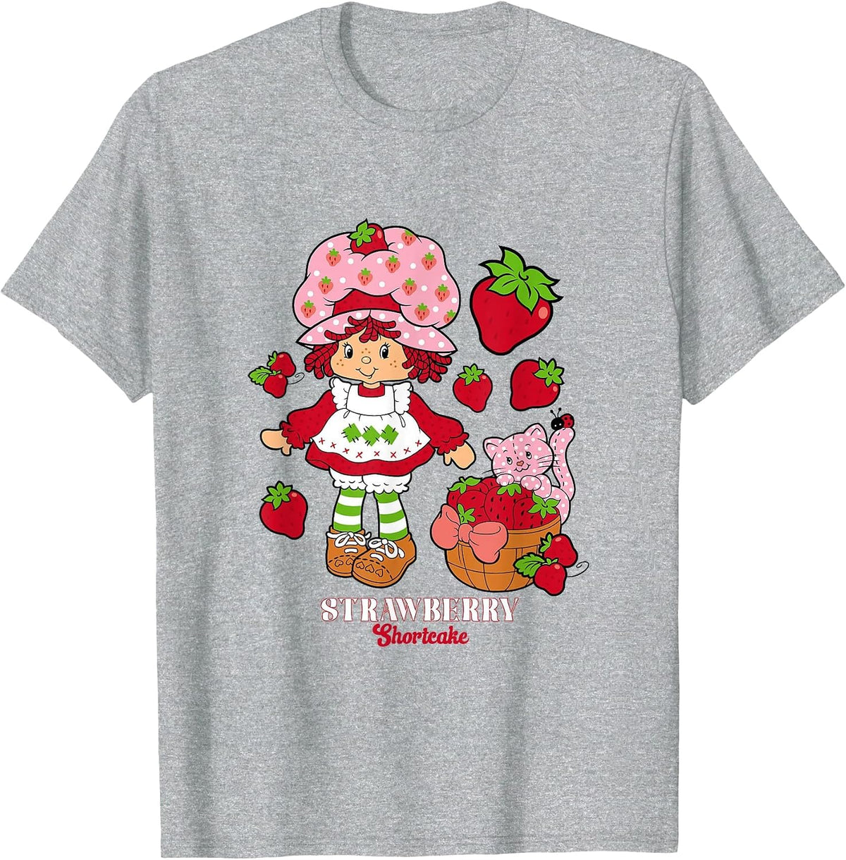 Strawberry Shortcake & Kitty Custard Vintage T-Shirt - Heather Grey
