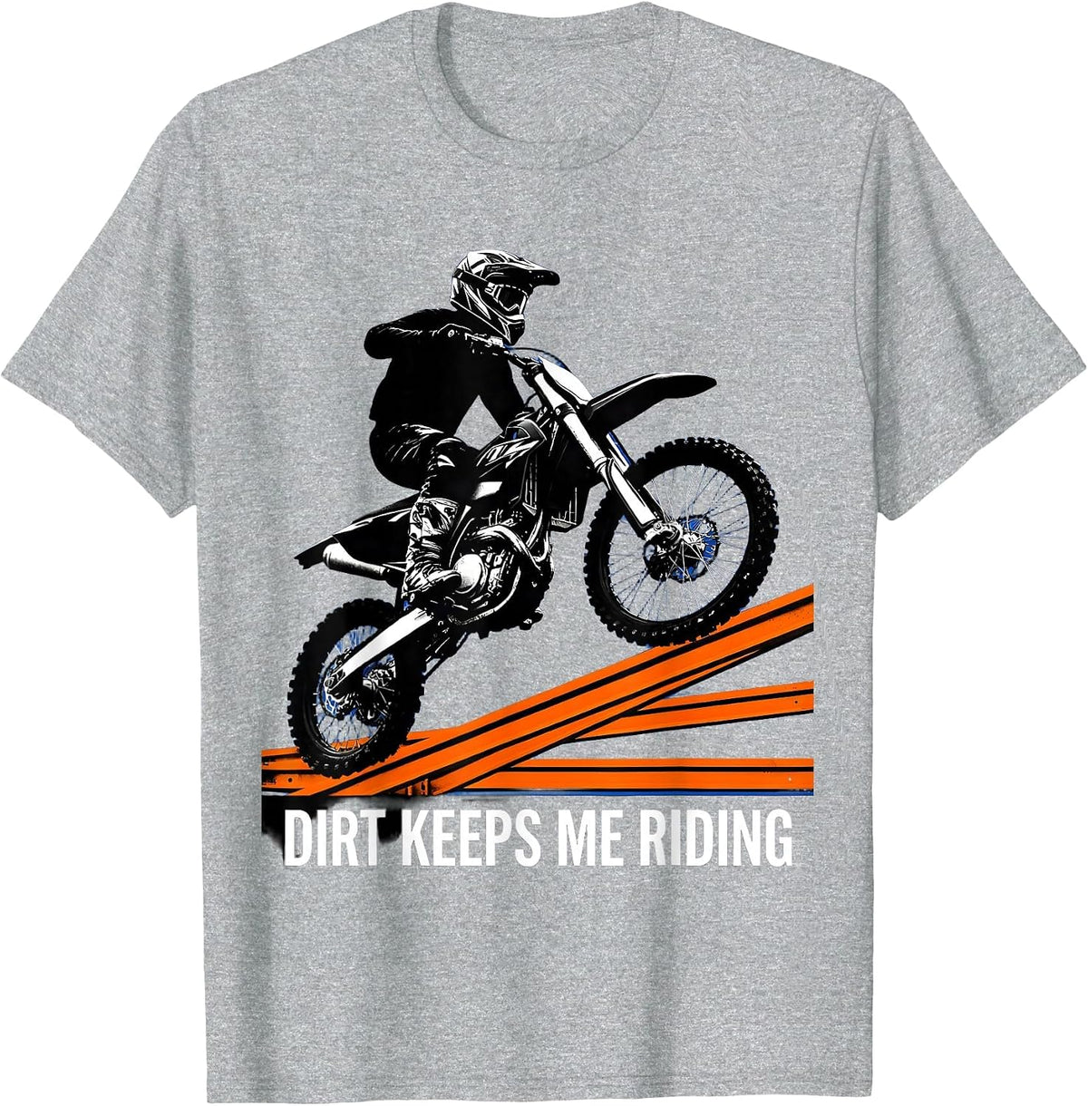 Men's Dirt Keeps Me Riding Rugged Motocross Biker Dirt Bike T-Shirt - Heather Grey