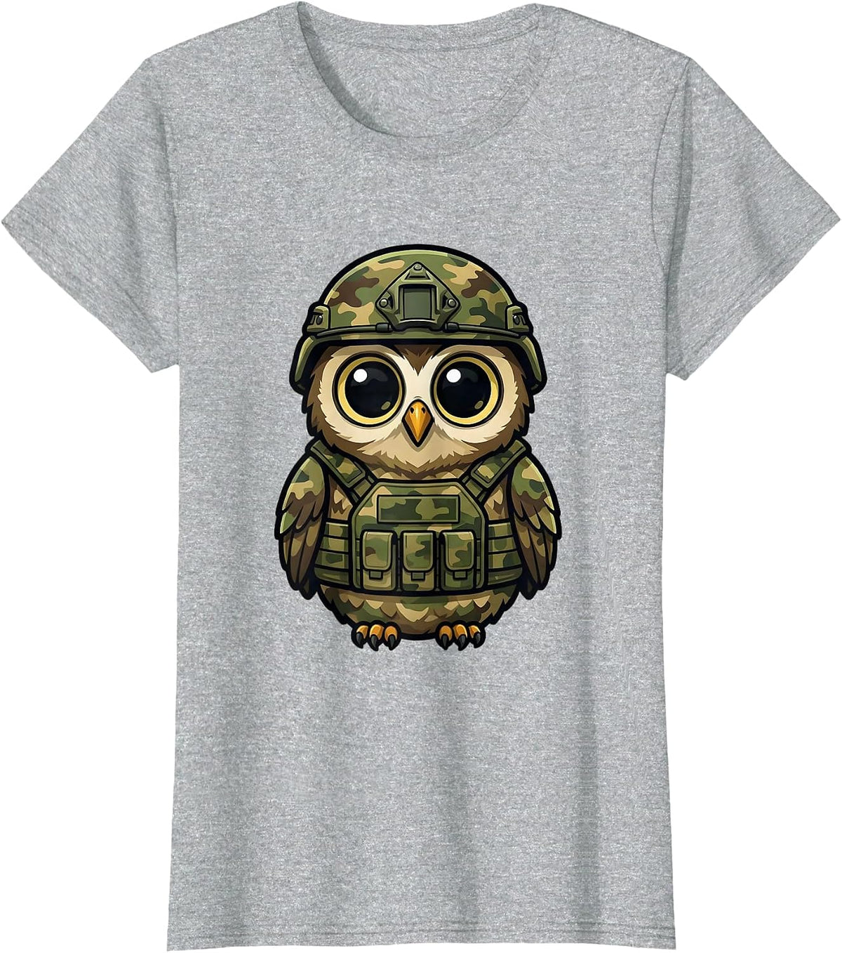 Toddler Camo Owl Cute Baby Woodland Illustration T-Shirt - Heather Grey