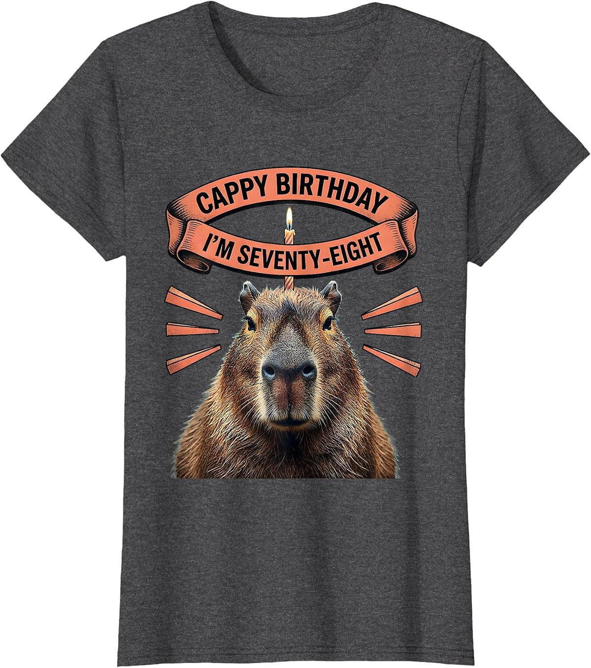 Women's Cappy Birthday I'm Seventy-Eight Funny Capybara Birthday T-Shirt - Dark Heather Grey