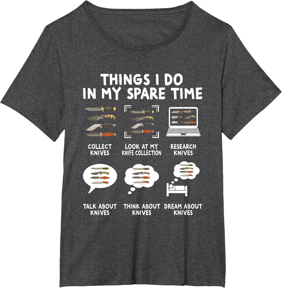 Knife Collector Maker Bladesmith Blacksmith Knives Forging T-Shirt - Dark Heather Grey