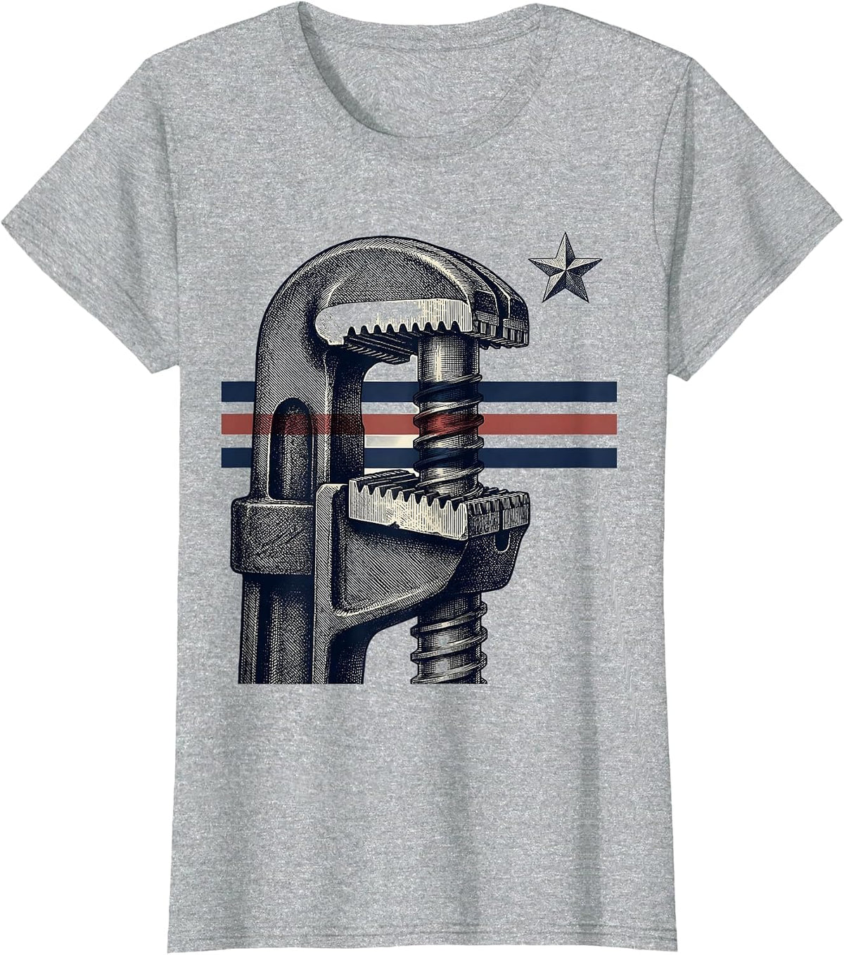 Hydraulic Pipe Tong Mechanic American Flag Oilfield Worker T-Shirt - Heather Grey