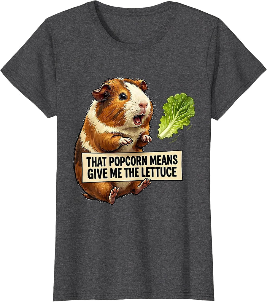 Women's That Popcorn Means Give Me The Lettuce Funny Guinea Pig T-Shirt - Dark Heather Grey