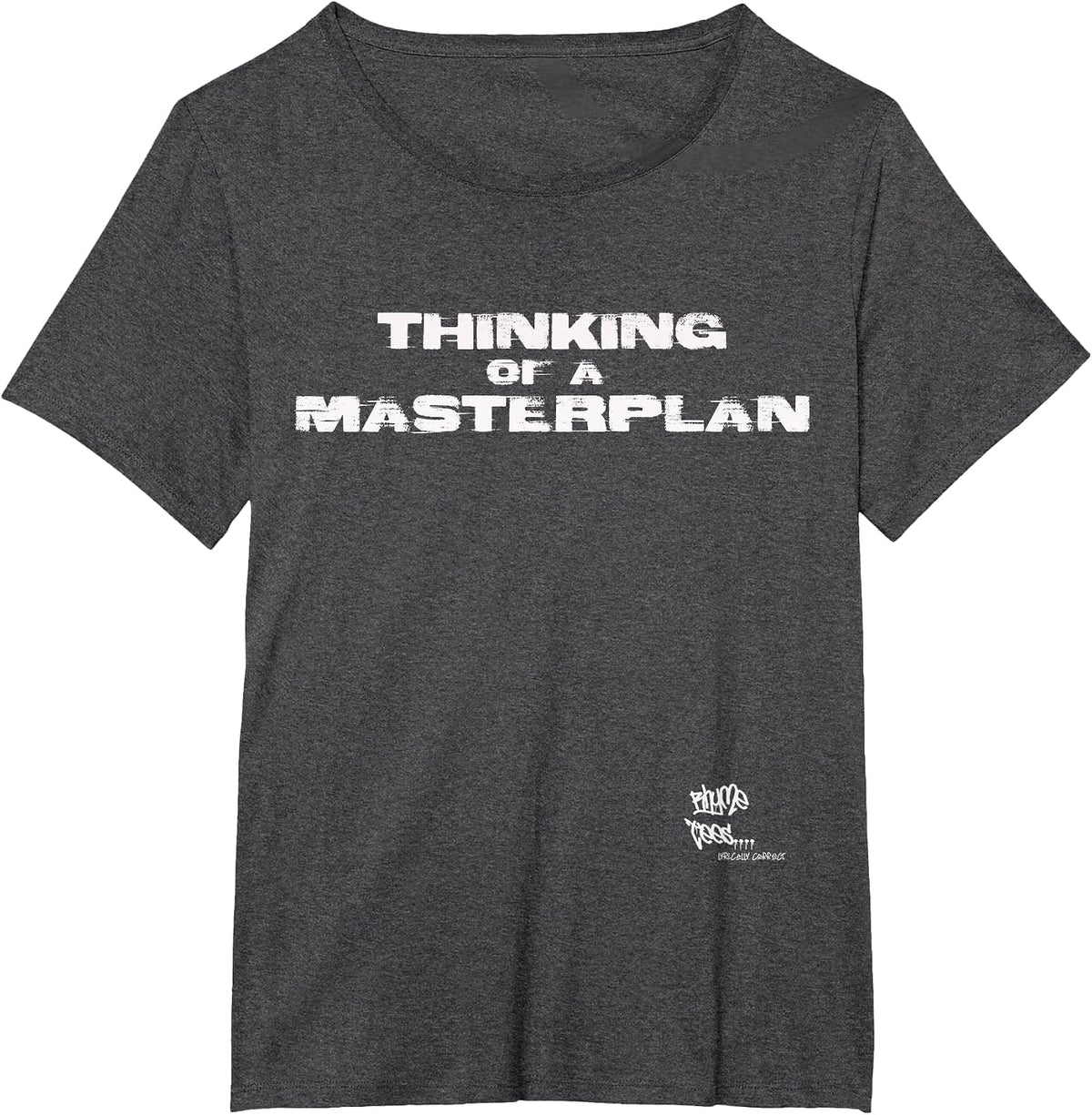 Old School Rap Hip HOP Merch Masterplan Quote 80s Lyric T-Shirt - Dark Heather Grey