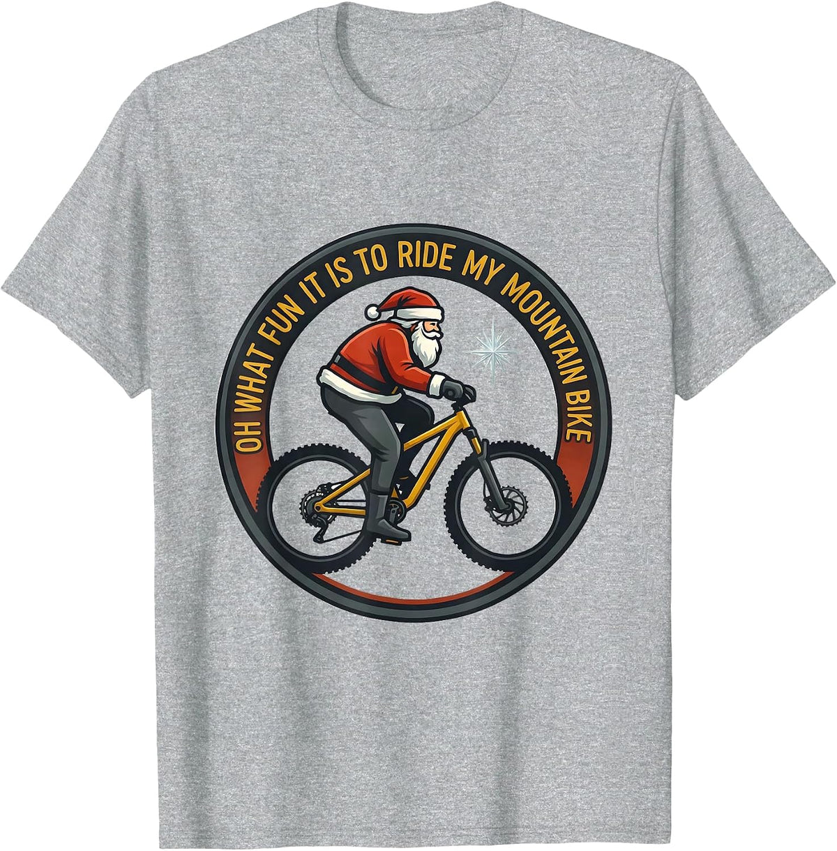 Men's Oh What Fun It Is To Ride My Mountain Bike Biker T-Shirt - Heather Grey