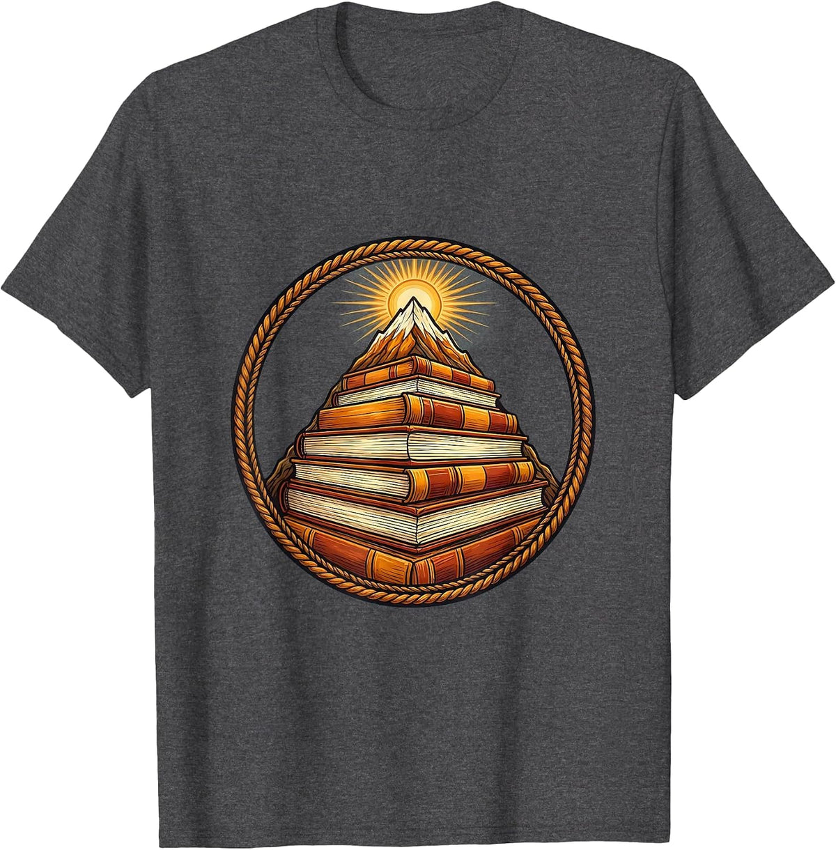 Men's Special Education Teacher Mountain of Books Graphic T-Shirt - Dark Heather Grey