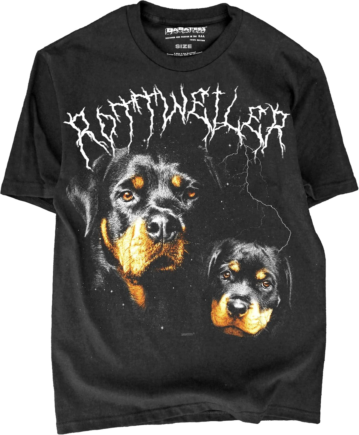 Heavy Metal 80s Animal Black Tshirt - 100% Cotton - for Men & Women - Rottweiler
