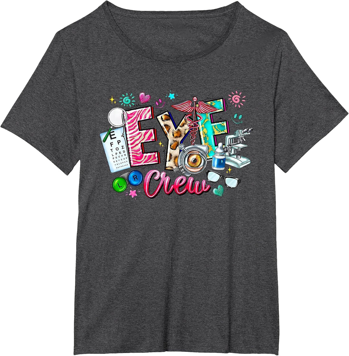 Cute Shirts Eye Crew Optometrist Optician Team Squad T-Shirt - Dark Heather Grey