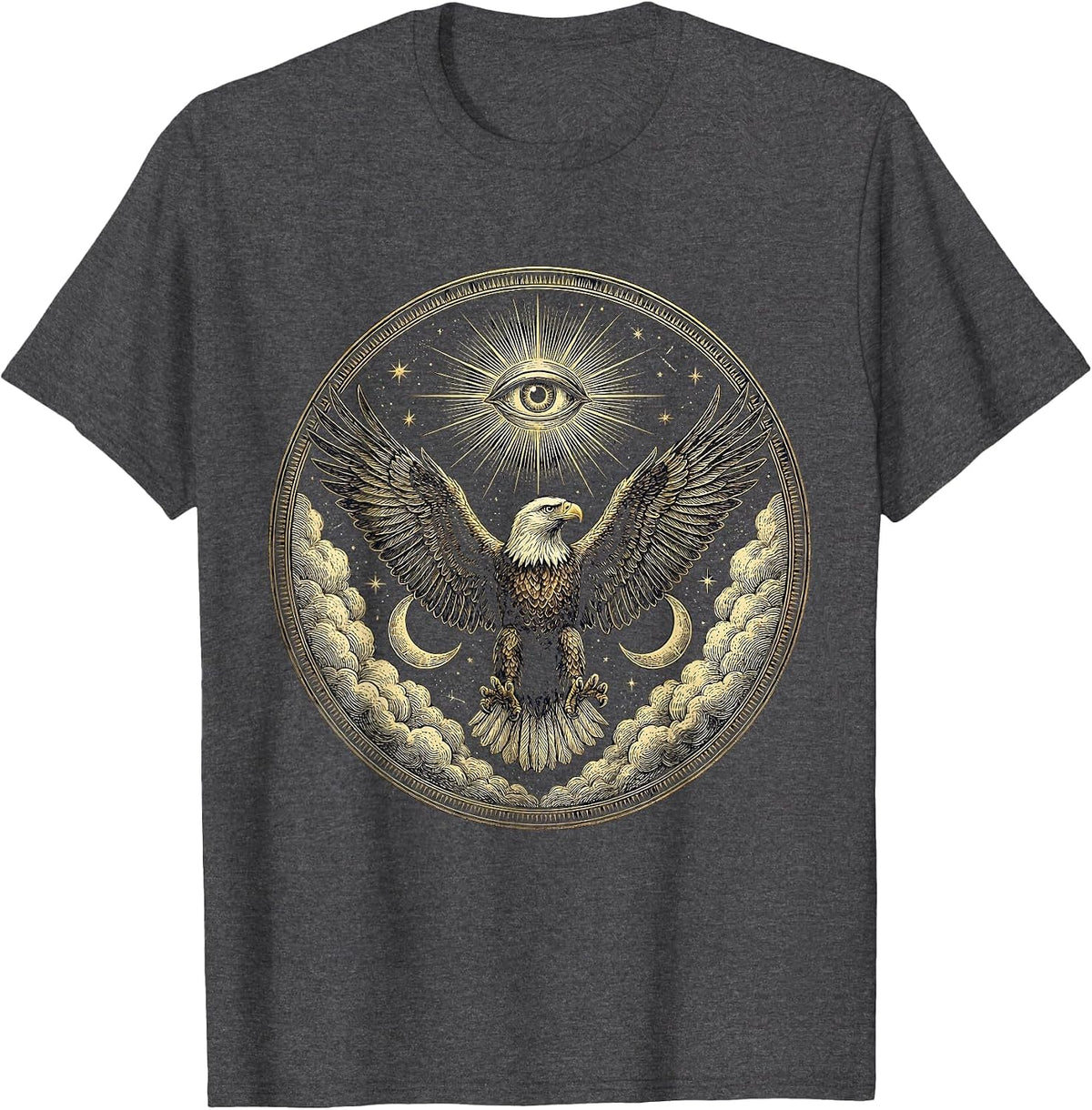 Men's Eagle Soaring Through Storm Clouds Graphic T-Shirt - Dark Heather Grey
