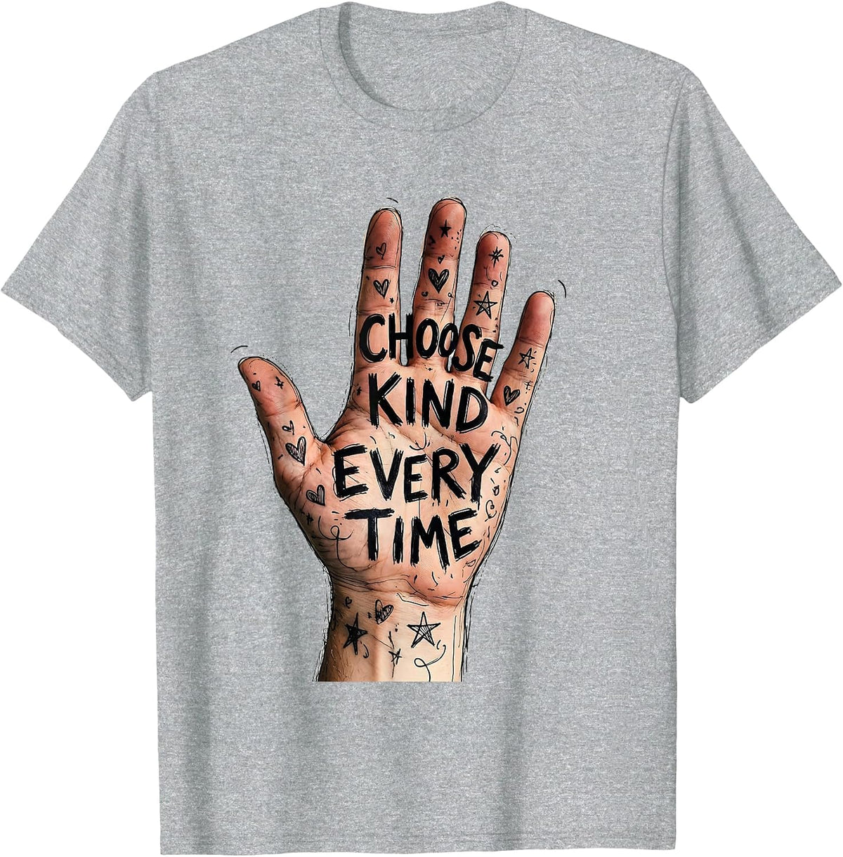 Men's Choose Kind Every Time Kindness Graphic Design T-Shirt - Heather Grey