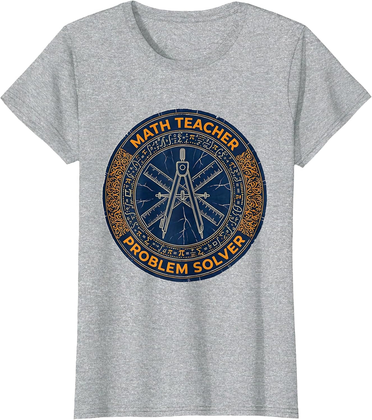 Math Teacher Problem Solver Graphic Design T-Shirt - Heather Grey