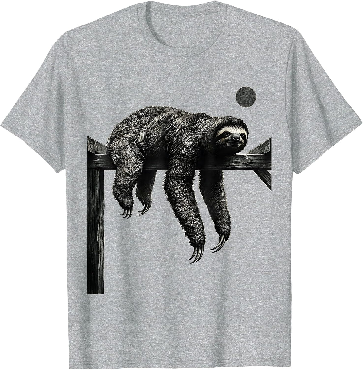 Men's Sloth Silhouette Funny Sloth Lover Novelty Gift T-Shirt - Heather Grey