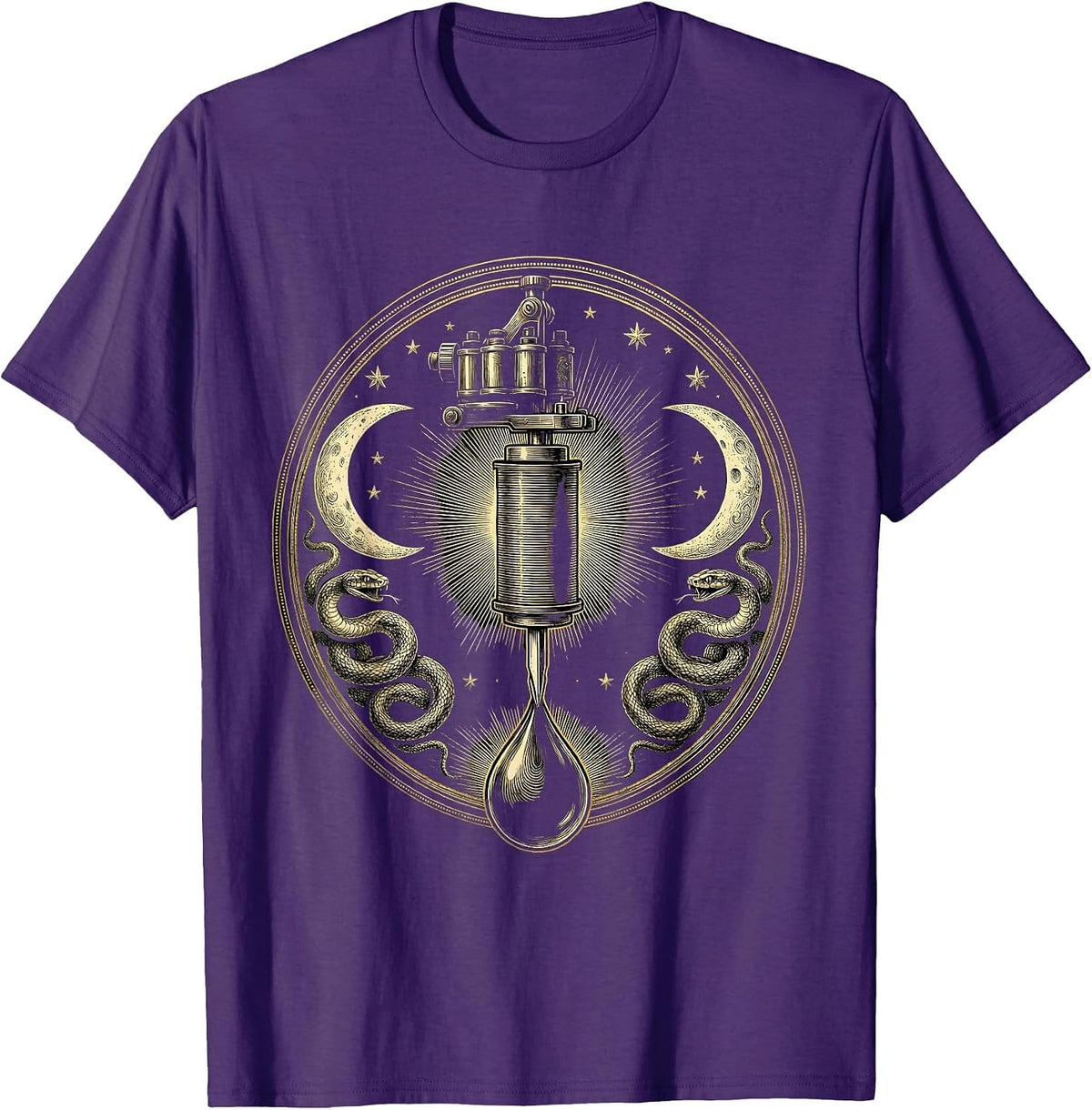 Men's Tattoo Machine Dripping Ink Graphic Design T-Shirt - Purple