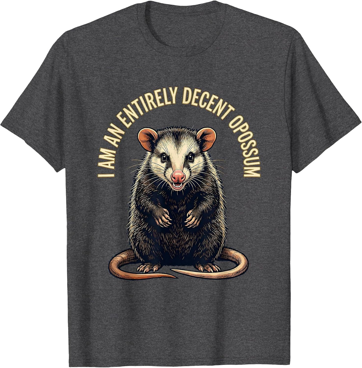 I Am An Entirely Decent Opossum Funny Vintage Opossum Lover T-Shirt - Dark Heather Grey