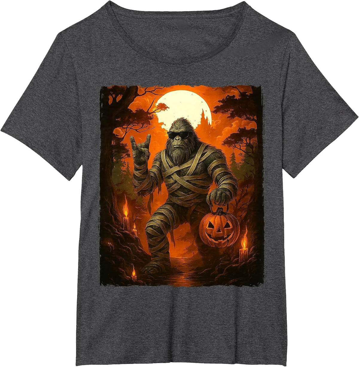 Funny Jack O Lantern Mummy Bigfoot Halloween Costumes Mens T-Shirt - Dark Heather Grey