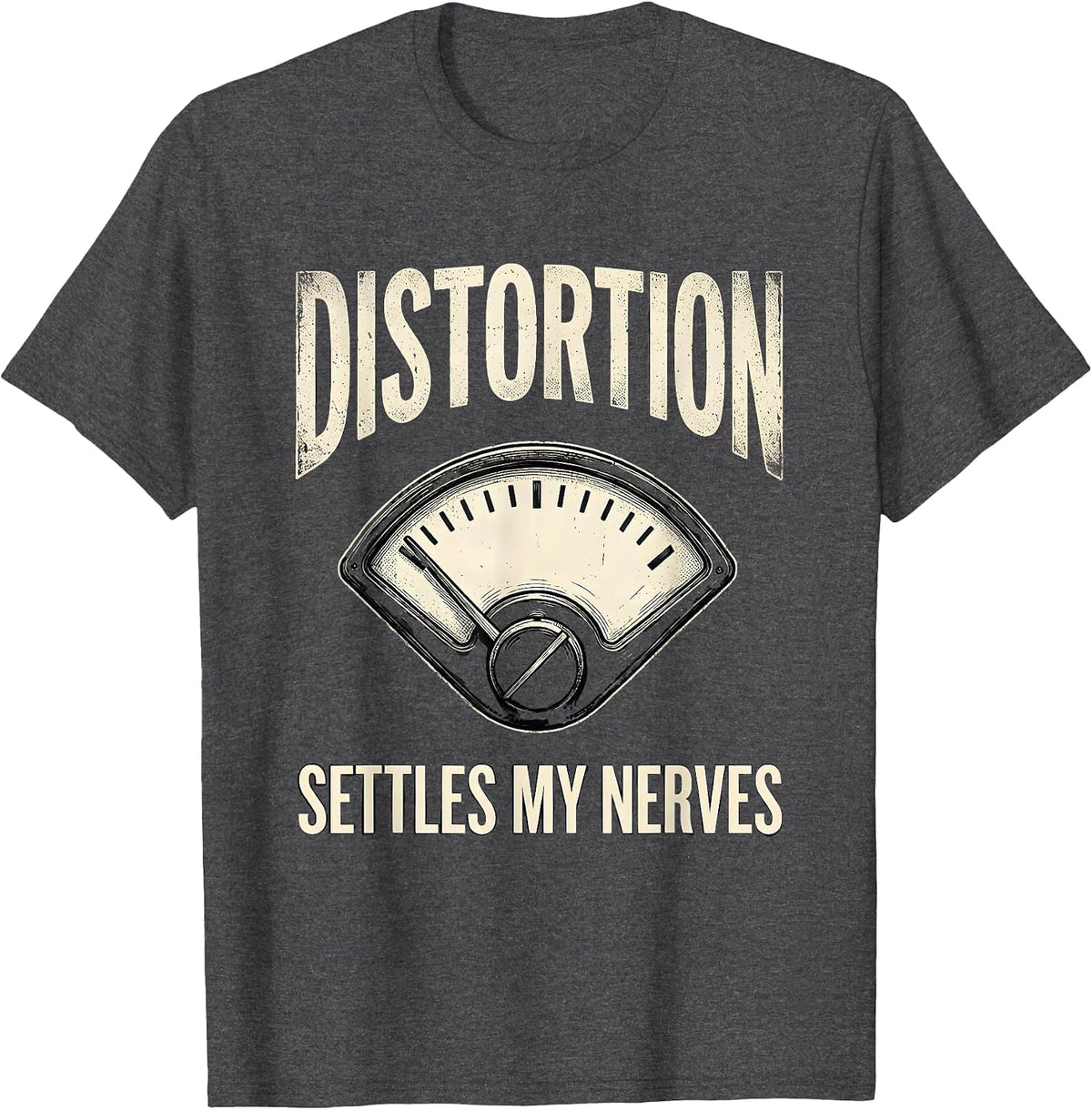 Distortion Settles My Nerves Funny Heavy Metal Music Fan T-Shirt - Dark Heather Grey