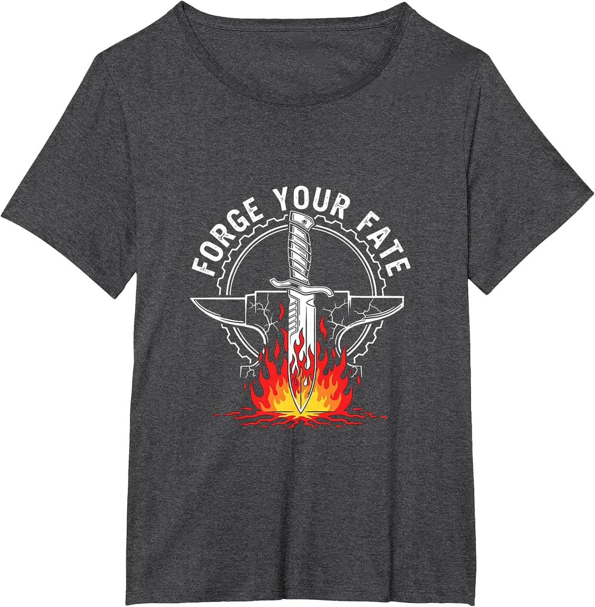 Forge Your Fate Knife Forger Blacksmith Fire Anvil T-Shirt - Dark Heather Grey