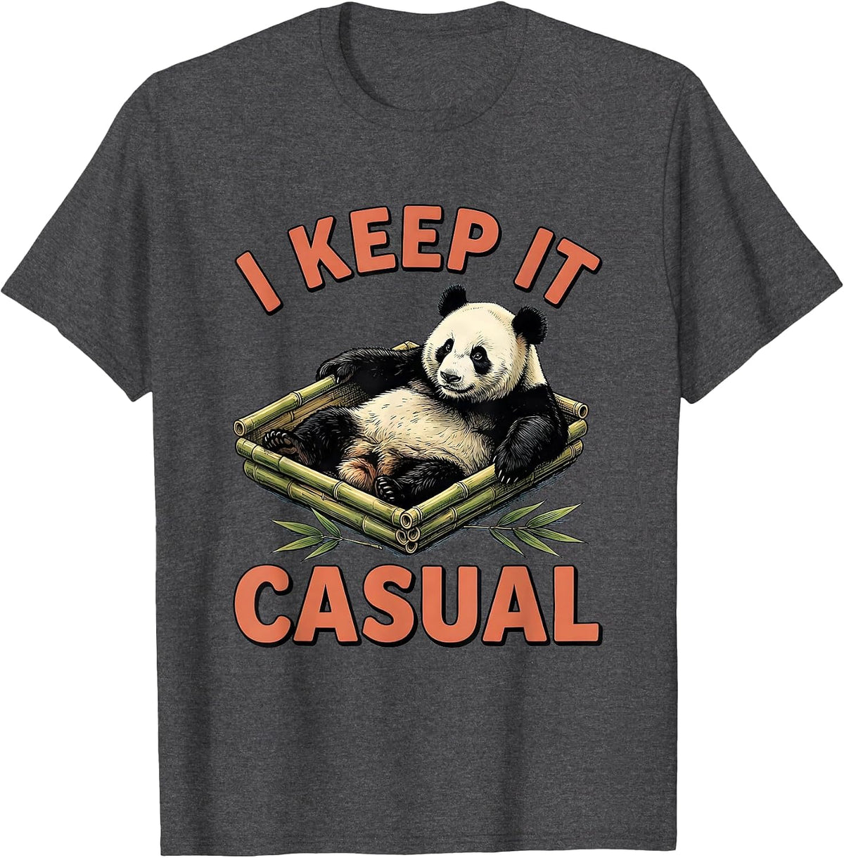 Men's I Keep It Casual Cute Panda Lover Funny Animal Humor T-Shirt - Dark Heather Grey