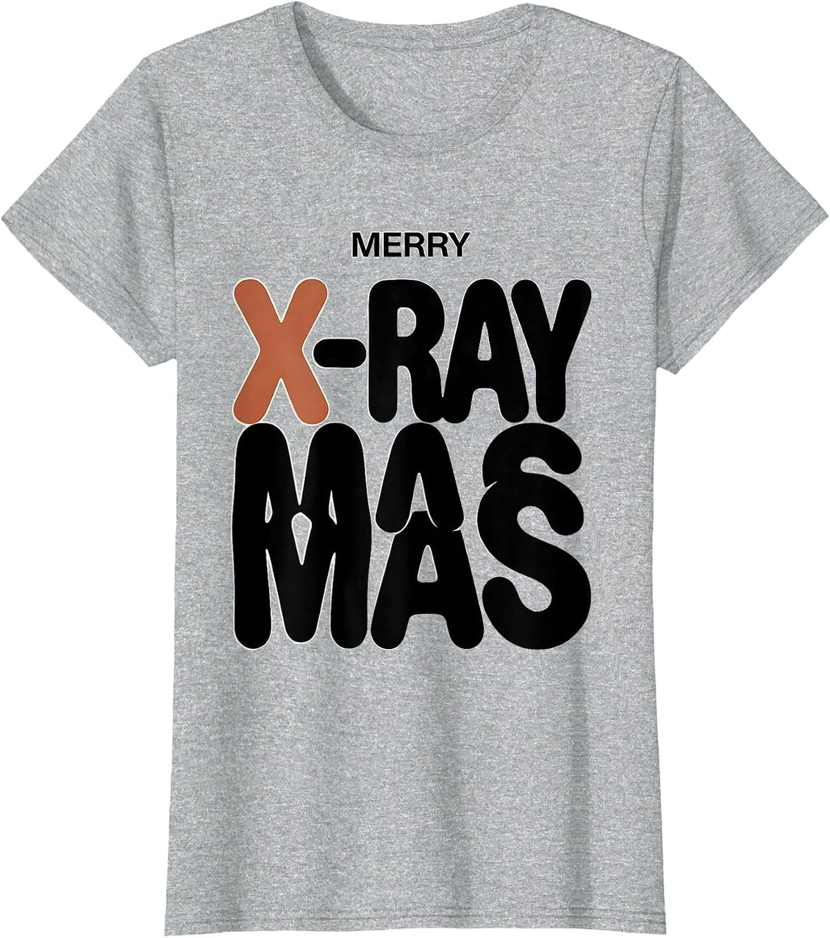 Merry X-Raymas Funny Radiology Tech Christmas Skeleton Humor T-Shirt - Heather Grey