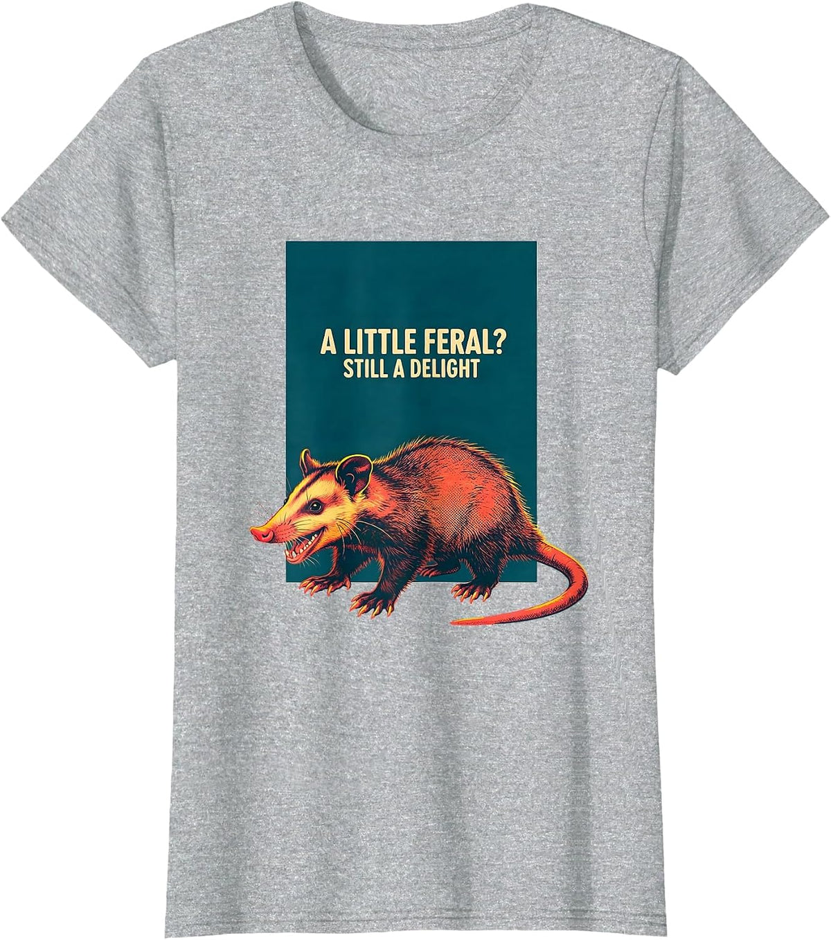 A Little Feral? Still A Delight Funny Opossum Animal Meme T-Shirt - Heather Grey