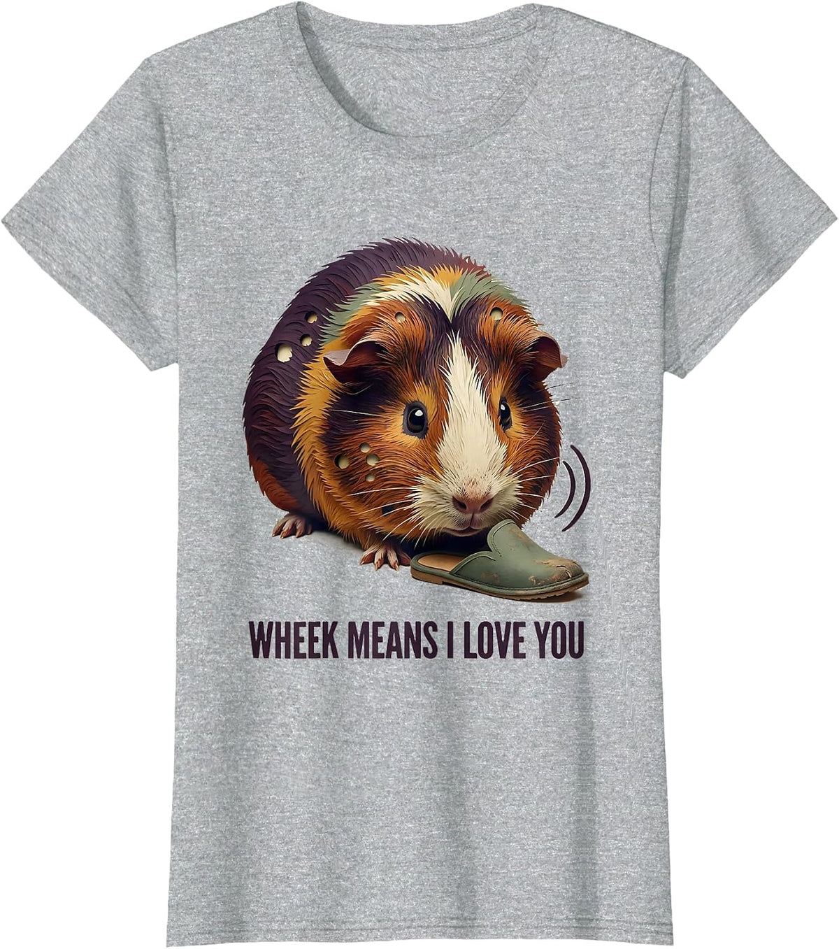 Women's Wheek Means I Love You Funny Guinea Pig Lover Cavy Owner T-Shirt - Heather Grey