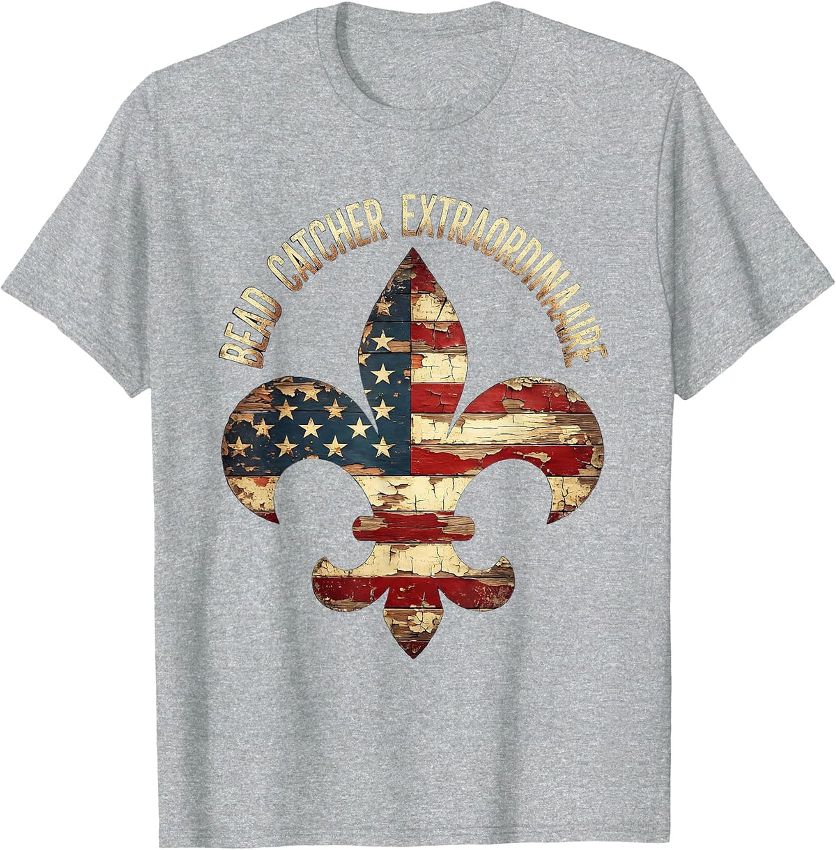 Men's Bead Catcher Extraordinaire Mardi Gras Design T-Shirt - Heather Grey