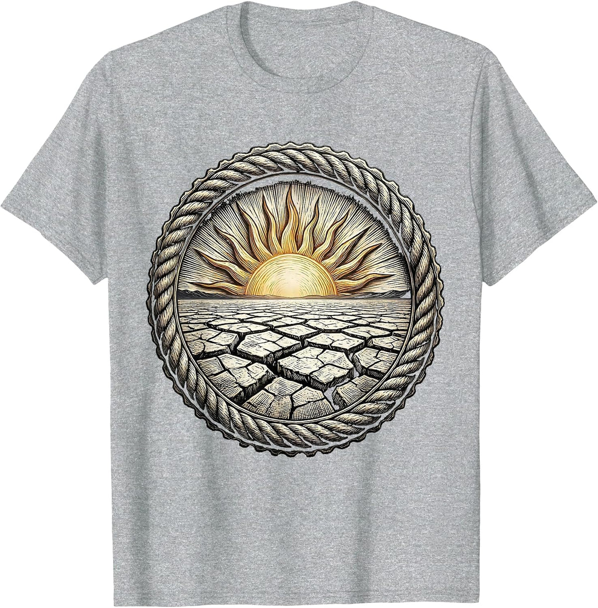 Men's Cracked Salt Flat Desert Scorching Sun Graphic T-Shirt - Heather Grey