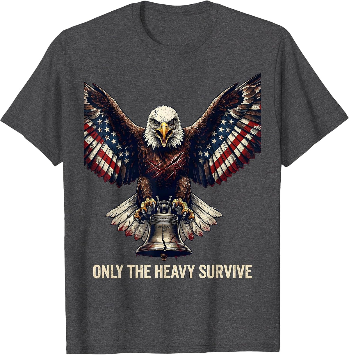 Only the Heavy Survive Death Metal Design T-Shirt - Dark Heather Grey