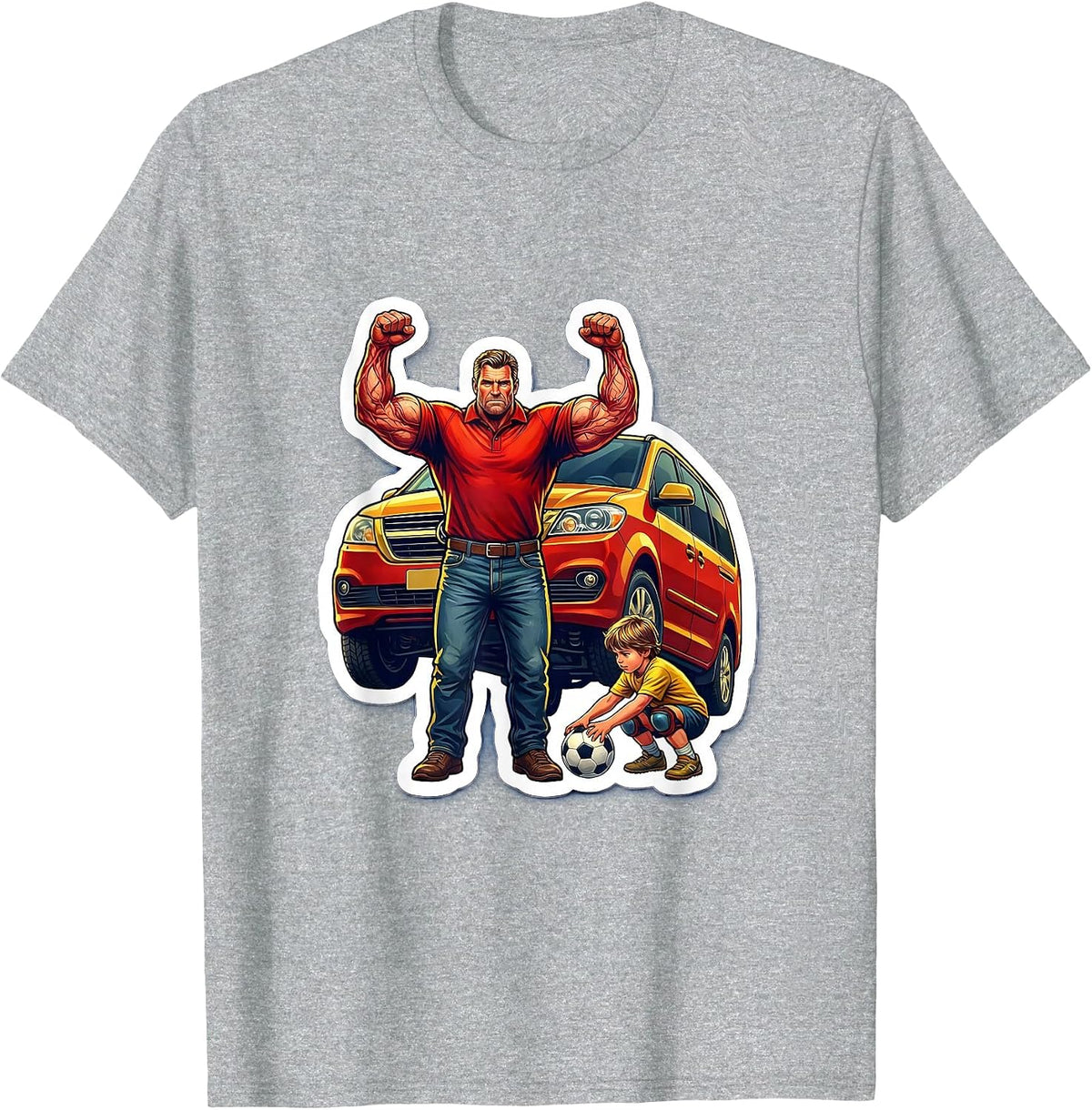 Men's Super Dad Minivan Lift Soccer Hero Graphic T-Shirt - Heather Grey