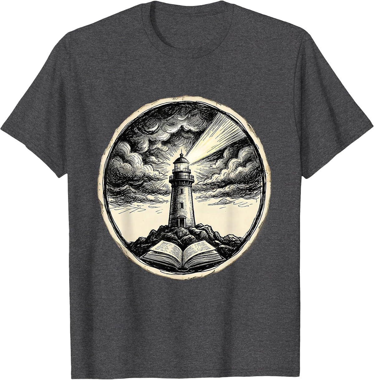 School Psychologist Lighthouse Storm Graphic T-Shirt - Dark Heather Grey