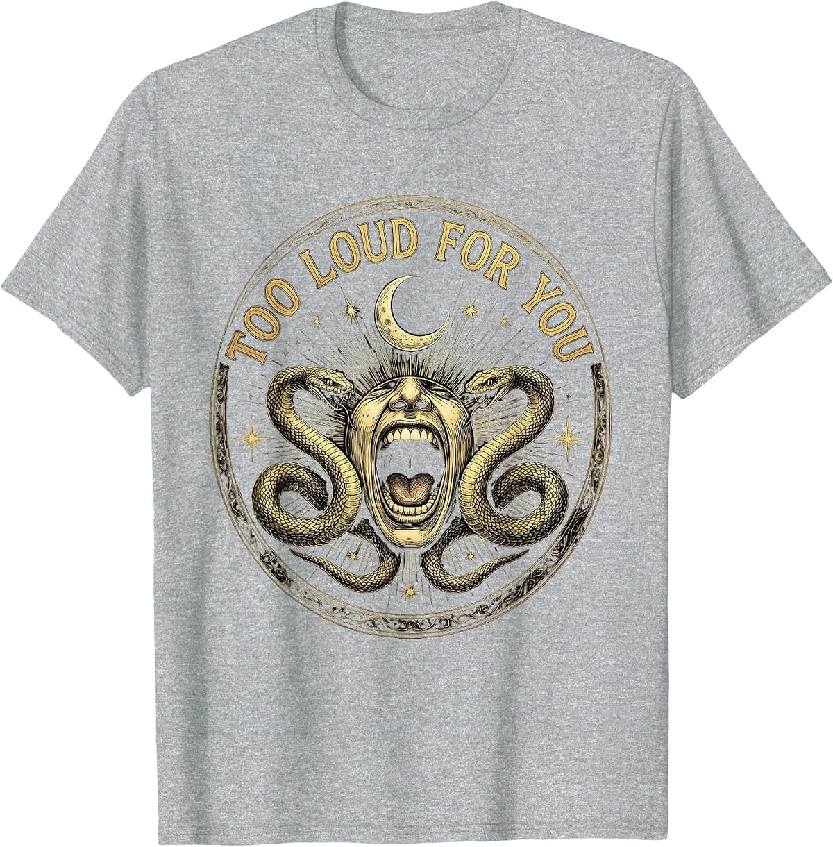 Men's Too Loud For You Bold Rock Music Design T-Shirt - Heather Grey
