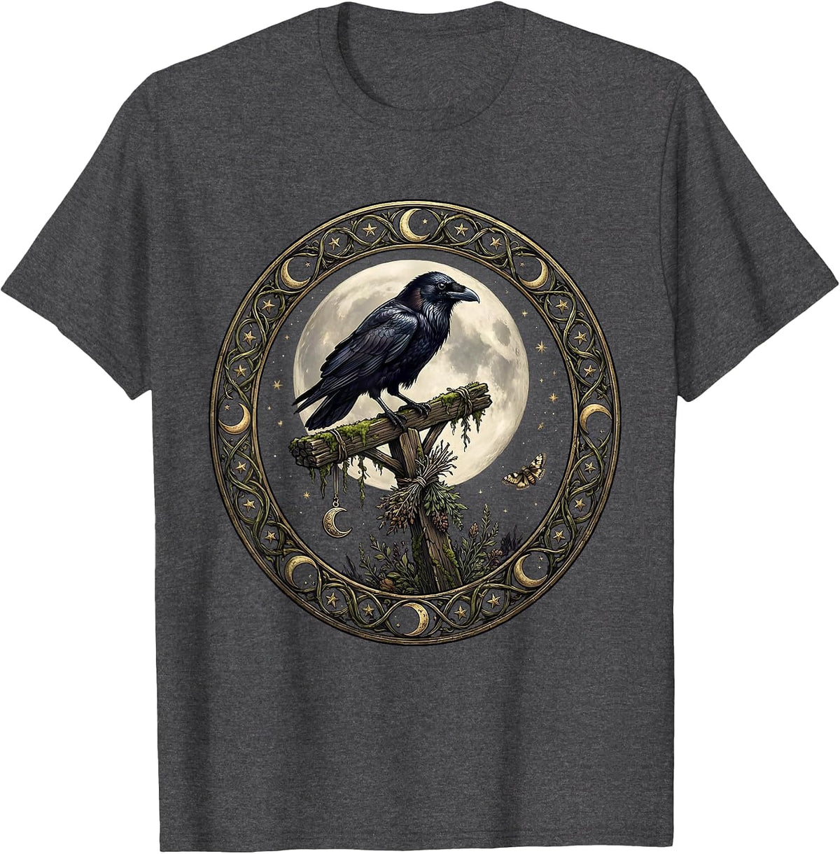 Men's 1692 They Missed One Raven on Gallows Design T-Shirt - Dark Heather Grey